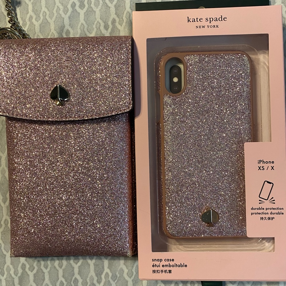 Kate Spade small bag and iPhone X glitter set